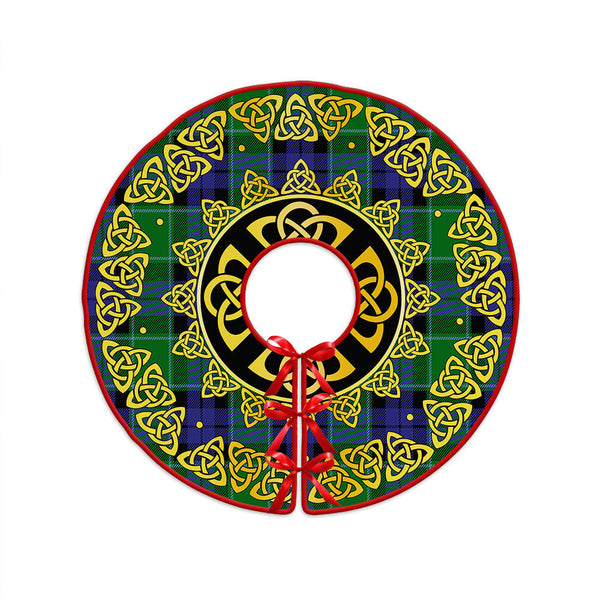 Haldane Clan Badge Tartan Christmas Tree Skirt Golden Celtic Heritage