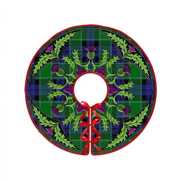 Haldane Clan Badge Tartan Christmas Tree Skirt Scottish Thistle Design
