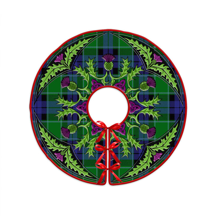 Haldane Clan Badge Tartan Christmas Tree Skirt Scottish Thistle Design