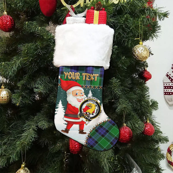 Haldane Clan Badge Tartan Christmas Stocking Holiday Blessings Merry Christmas Joy