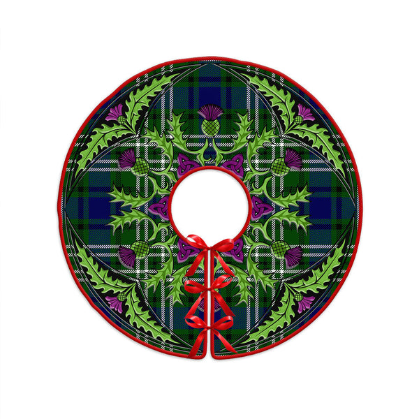 Haliburton Clan Badge Tartan Christmas Tree Skirt Scottish Thistle Design