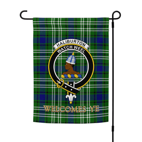 Haliburton Clan Badge Tartan Garden Flag