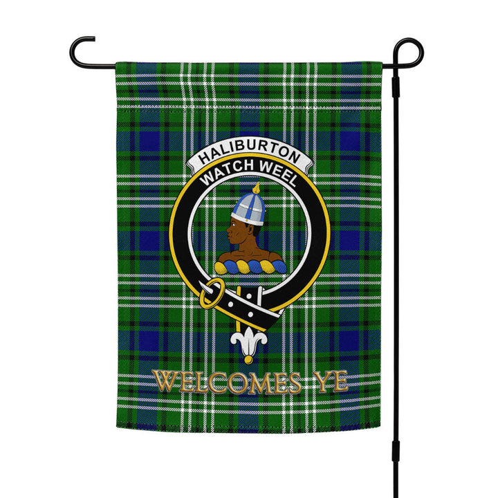 Haliburton Clan Badge Tartan Garden Flag