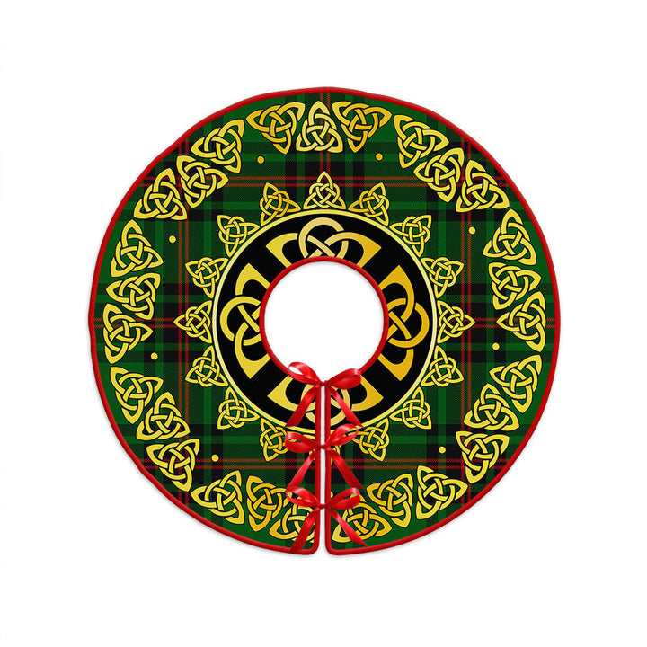 Halkerston Clan Badge Tartan Christmas Tree Skirt Golden Celtic Heritage