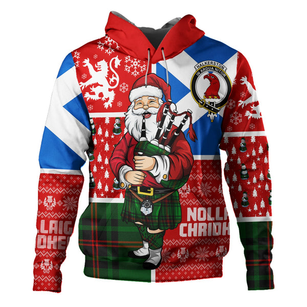 Halkerston Clan Badge Tartan Hoodie Scotland Christmas Santa