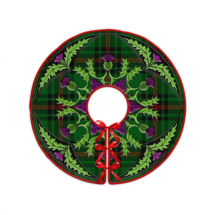 Halkett Clan Badge Tartan Christmas Tree Skirt Scottish Thistle Design
