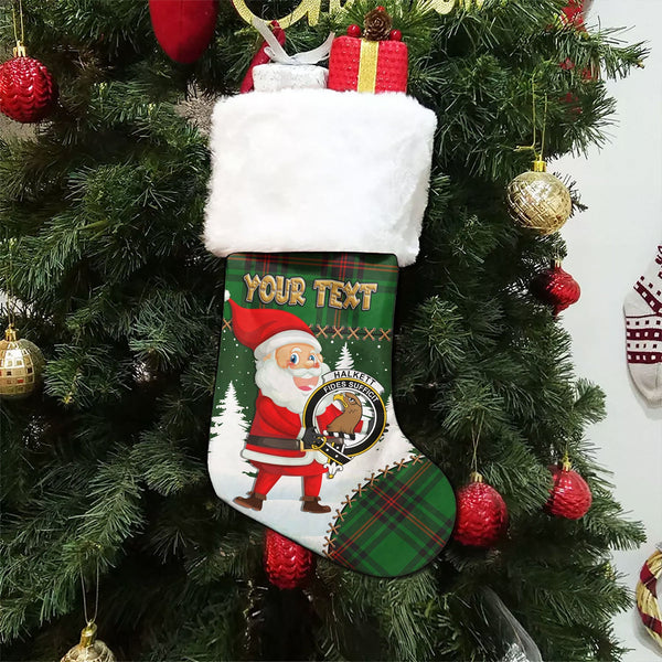 Halkett Clan Badge Tartan Christmas Stocking Holiday Blessings Merry Christmas Joy