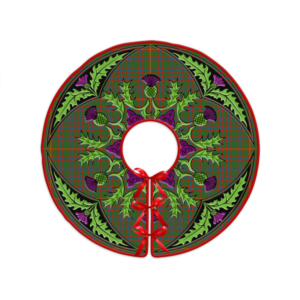 Hall Ancient Clan Badge Tartan Christmas Tree Skirt Scottish Thistle Design