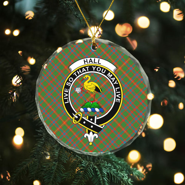 Hall Ancient Clan Badge Tartan Glass Ornament
