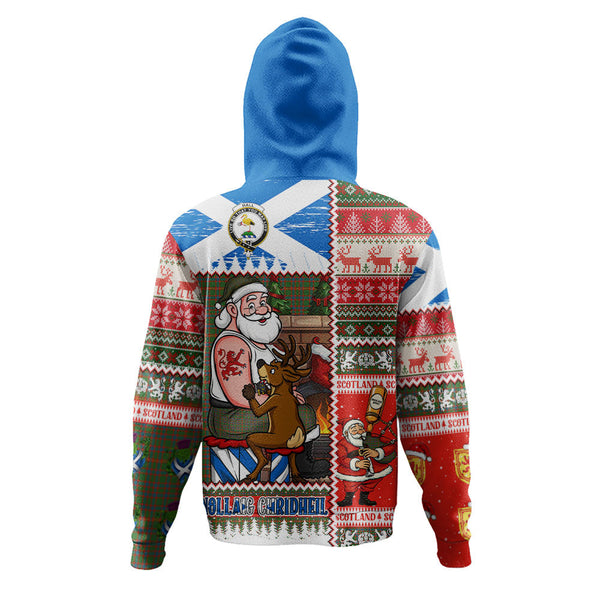 Hall Ancient Clan Badge Tartan Hoodie Scottish Santa Tattoo Christmas Comic Patchwork Style