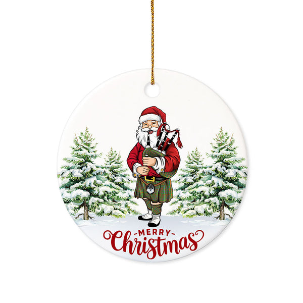 Hall Ancient Tartan Ceramic Ornament Santa