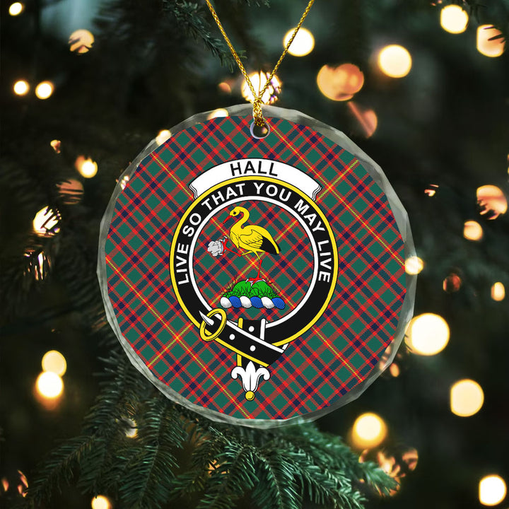 Hall Modern Clan Badge Tartan Glass Ornament