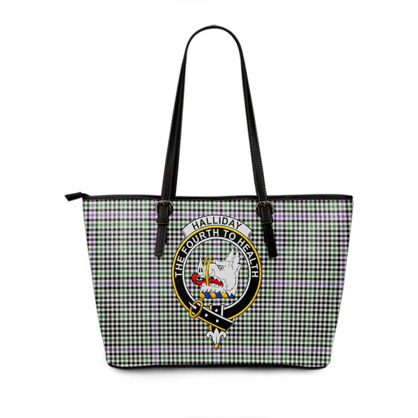 Halliday (Holliday) Ancient Clan Badge Tartan Leather Tote Bag