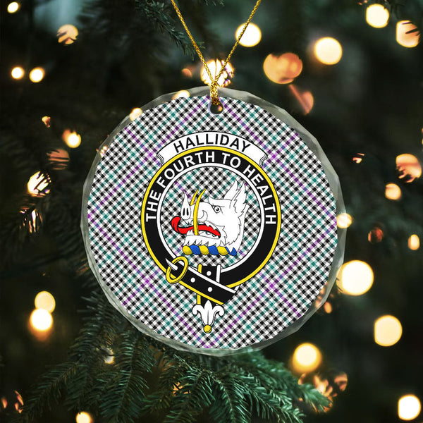 Halliday (Holliday) Modern Clan Badge Tartan Glass Ornament
