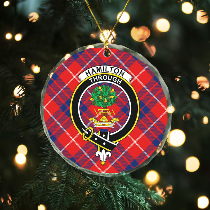 Hamilton Modern Clan Badge Tartan Glass Ornament