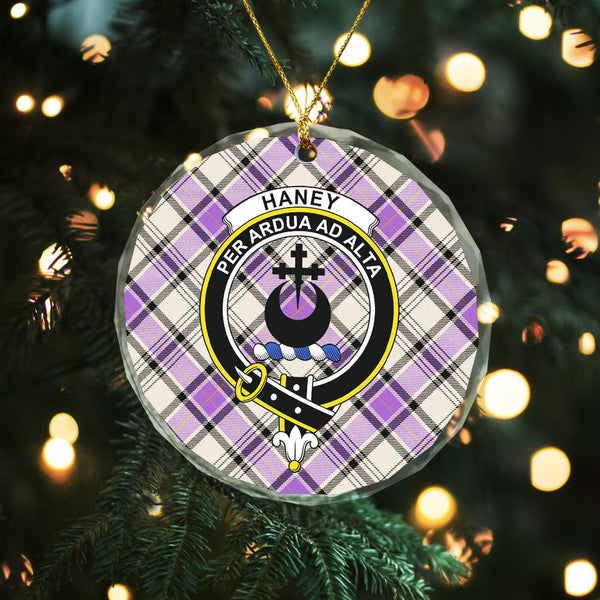 Haney Ancient Clan Badge Tartan Glass Ornament