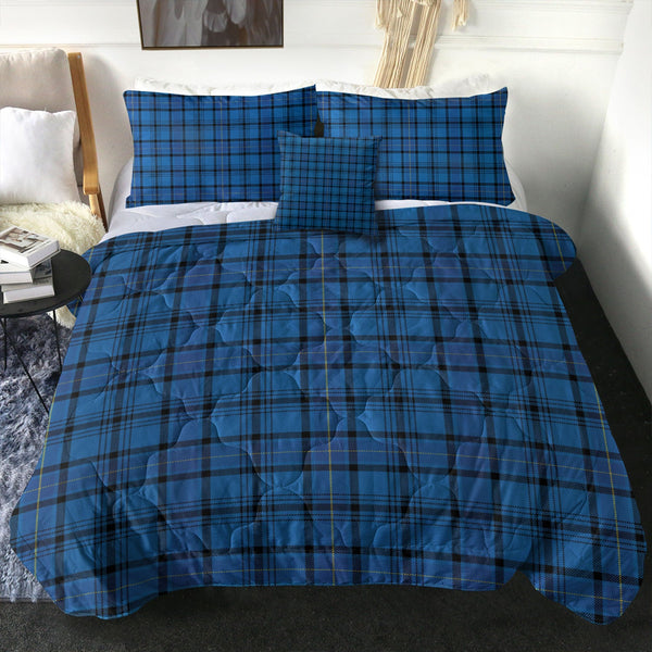 Haney Blue Modern Clan Badge Tartan Comforter