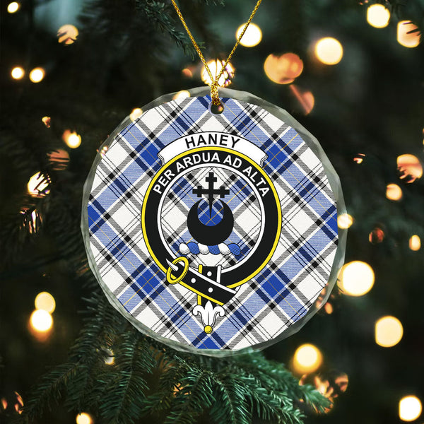 Haney Modern Clan Badge Tartan Glass Ornament