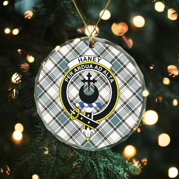 Haney Weathered Clan Badge Tartan Glass Ornament