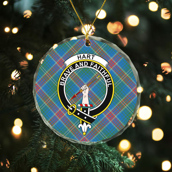 Hart Ancient Clan Badge Tartan Glass Ornament
