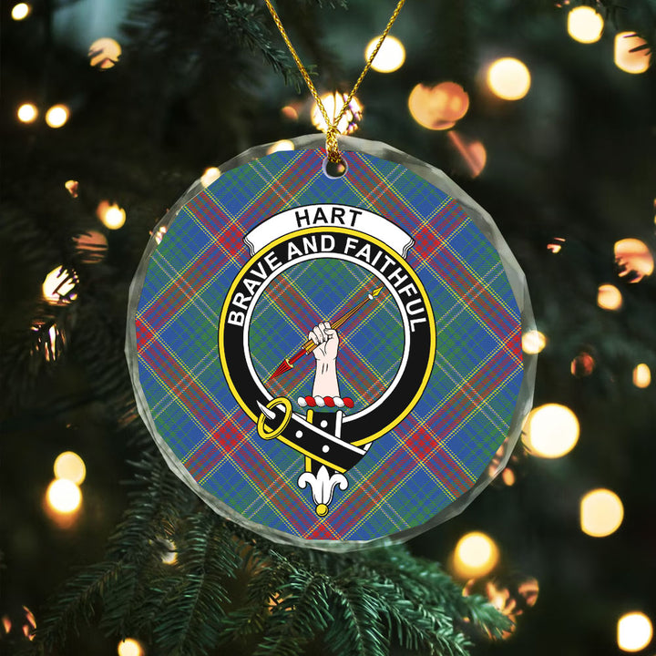 Hart Modern Clan Badge Tartan Glass Ornament
