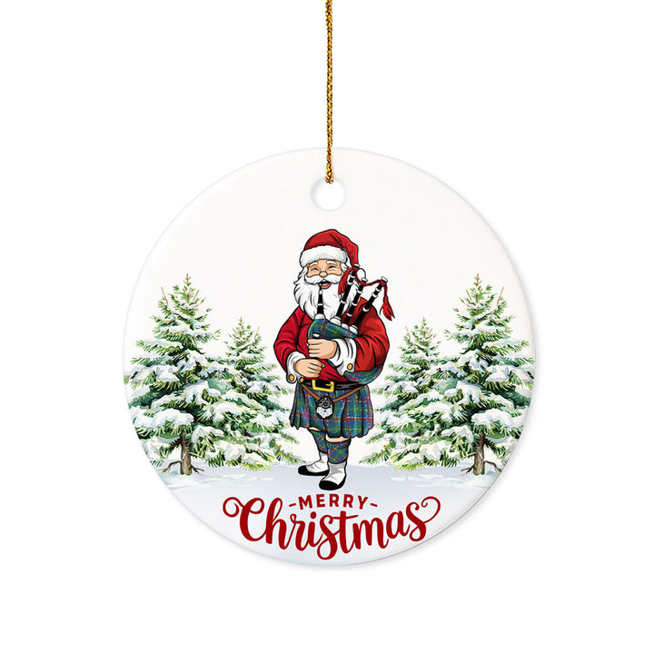 Hart Modern Tartan Ceramic Ornament Santa