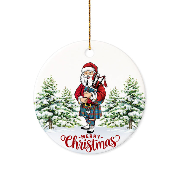 Harvey Ancient Tartan Ceramic Ornament Santa