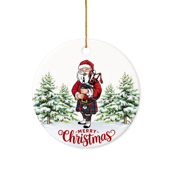 Harvey Modern Tartan Ceramic Ornament Santa