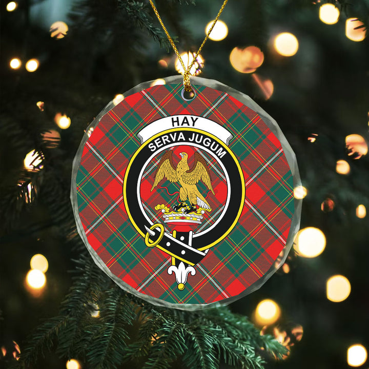 Hay Modern Clan Badge Tartan Glass Ornament