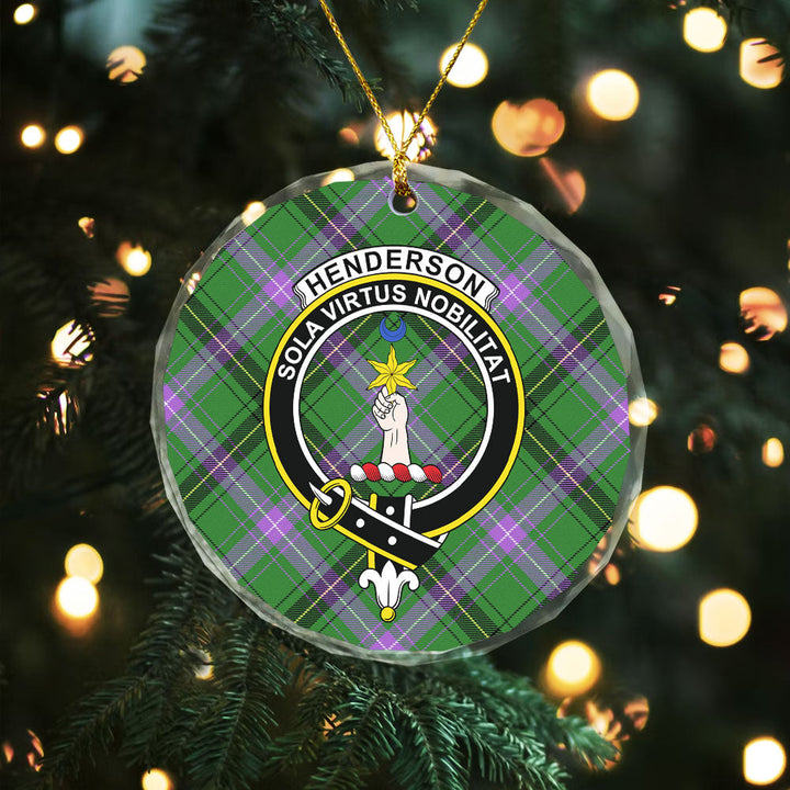 Henderson Ancient Clan Badge Tartan Glass Ornament