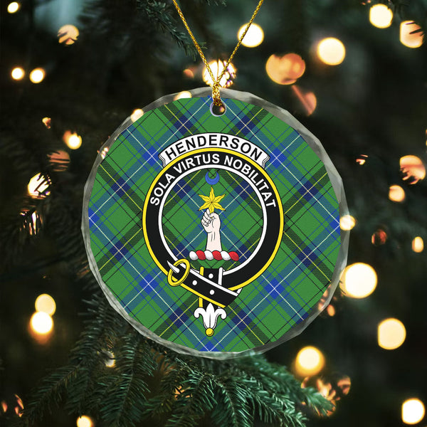 Henderson Modern Clan Badge Tartan Glass Ornament