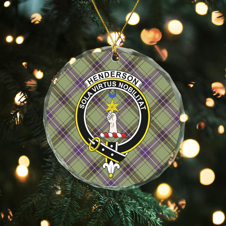 Henderson Weathered Clan Badge Tartan Glass Ornament