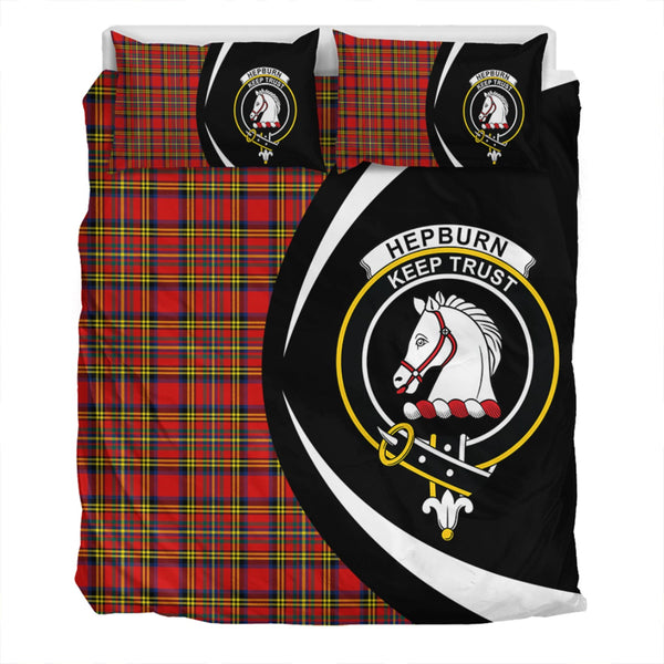 Hepburn Modern Clan Badge Tartan Bedding Set Circle Style