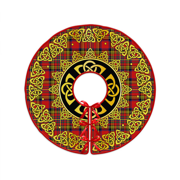 Hepburn Modern Clan Badge Tartan Christmas Tree Skirt Golden Celtic Heritage