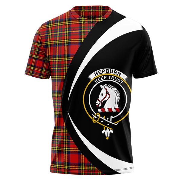 Hepburn Modern Clan Badge Tartan T-Shirt Circle Style Personalized