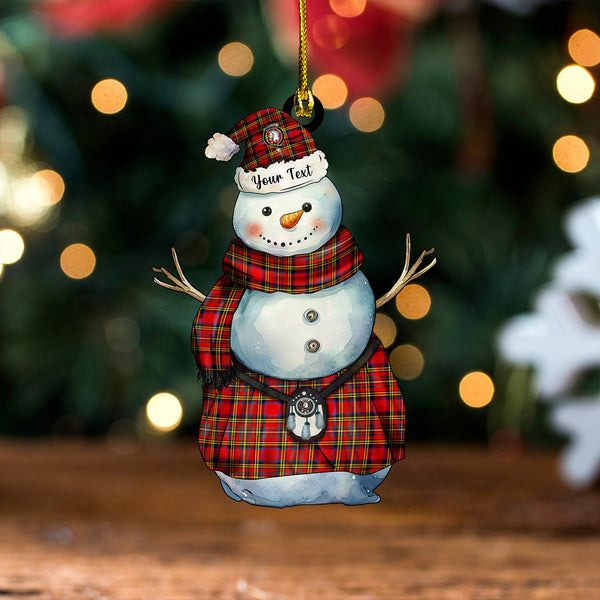 Hepburn Modern Clan Badge Tartan Wood Acrylic Ornament Snowman Warrior Personalized