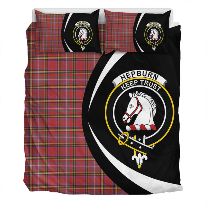 Hepburn Weathered Clan Badge Tartan Bedding Set Circle Style