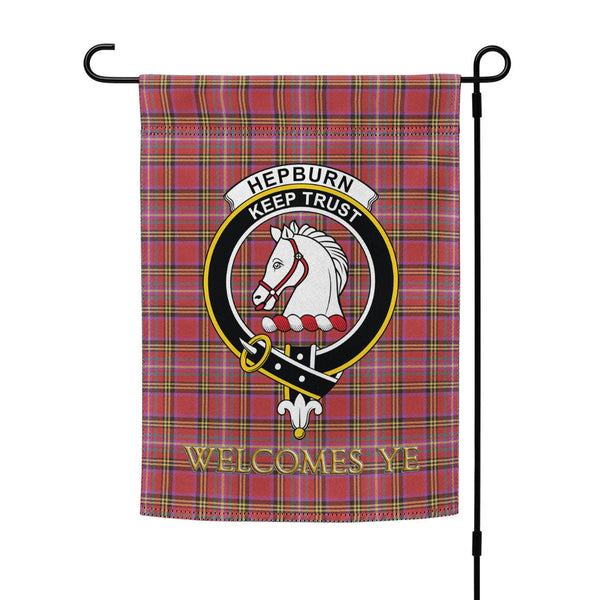 Hepburn Weathered Clan Badge Tartan Garden Flag