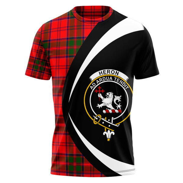 Heron Clan Badge Tartan T-Shirt Circle Style Personalized