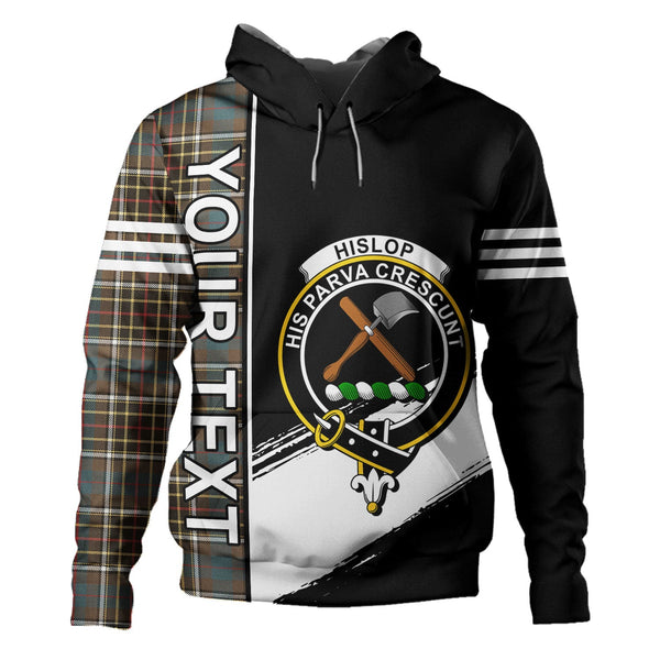Hislop #2 Weathered Clan Badge Tartan Hoodie Quarter Style Personalized