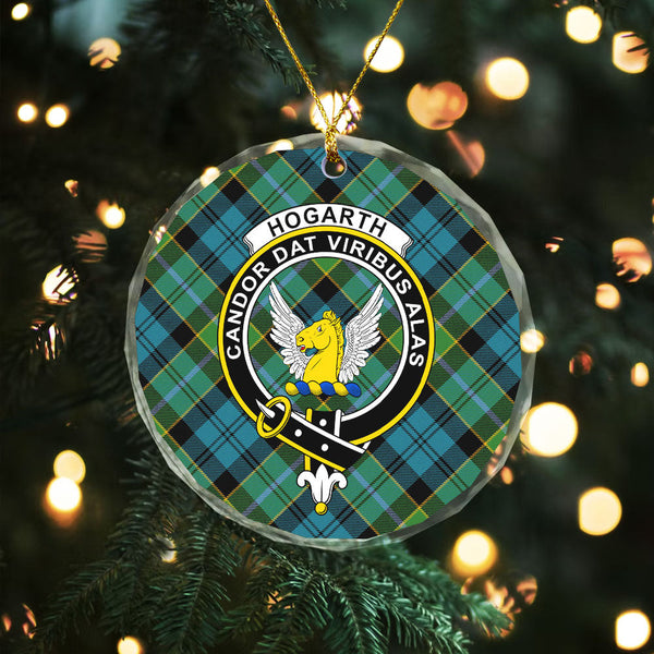Hogarth Ancient Clan Badge Tartan Glass Ornament