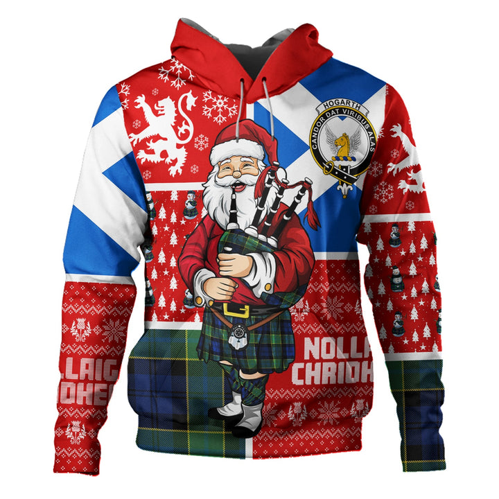 Hogarth Modern Clan Badge Tartan Hoodie Scotland Christmas Santa