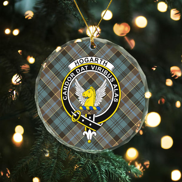 Hogarth Weathered Clan Badge Tartan Glass Ornament