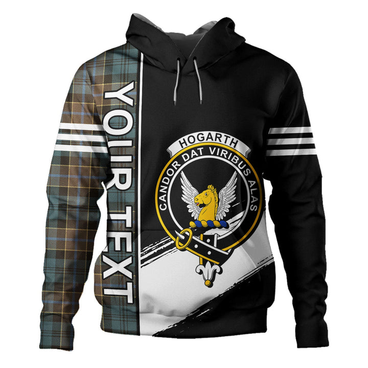 Hogarth Weathered Clan Badge Tartan Hoodie Quarter Style Personalized