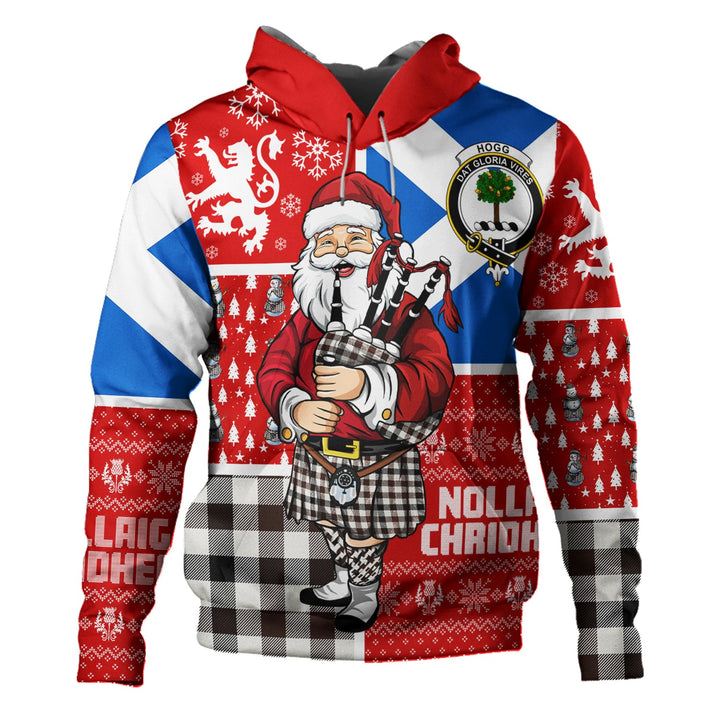 Hogg Modern Clan Badge Tartan Hoodie Scotland Christmas Santa