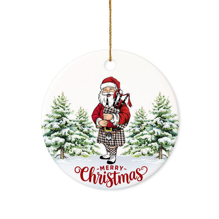 Hogg Modern Tartan Ceramic Ornament Santa