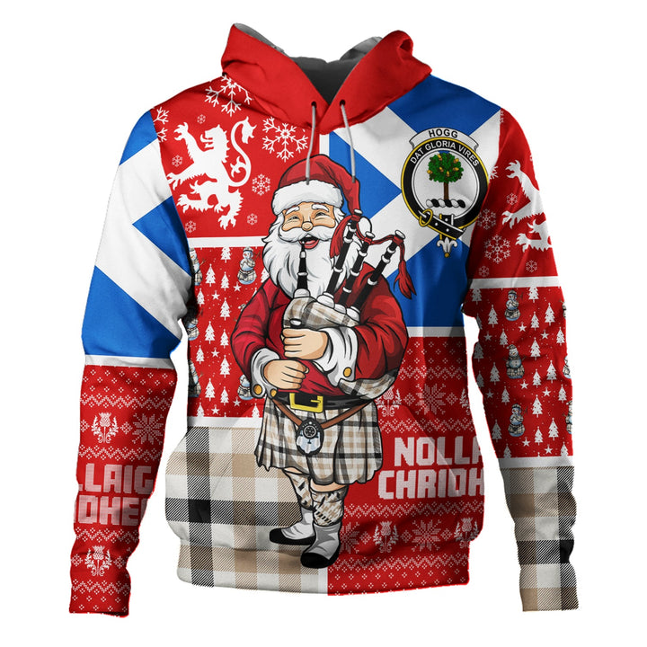 Hogg Weathered Clan Badge Tartan Hoodie Scotland Christmas Santa