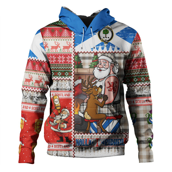 Hogg Weathered Clan Badge Tartan Hoodie Scottish Santa Tattoo Christmas Comic Patchwork Style