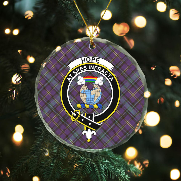 Hope Vere Weathered Clan Badge Tartan Glass Ornament