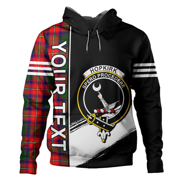 Hopkirk Clan Badge Tartan Hoodie Quarter Style Personalized